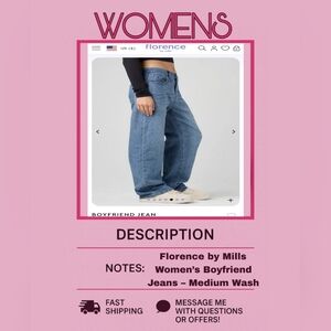 Florence by Mills Women’s Boyfriend Jeans sz.10  – Medium Wash –New/Never Worn